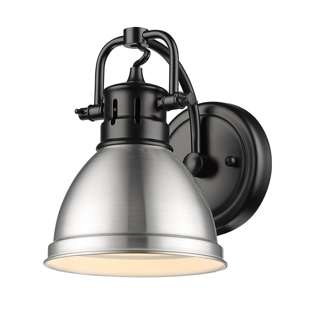 Yep by Golden Lighting Duncan 1-light Vanity in Matte Black and Pewter shade